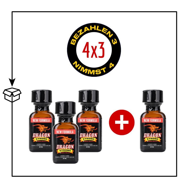 PACK 4 POPPERS DRAGON STRONG 24ML